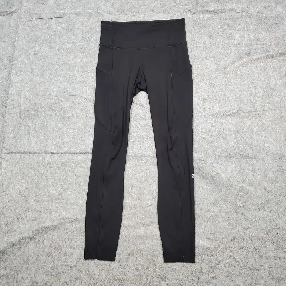 Lululemon Leggings Womens 4 Fast Free 7/8 II Non-Reflective Nulux 25" Black Yoga